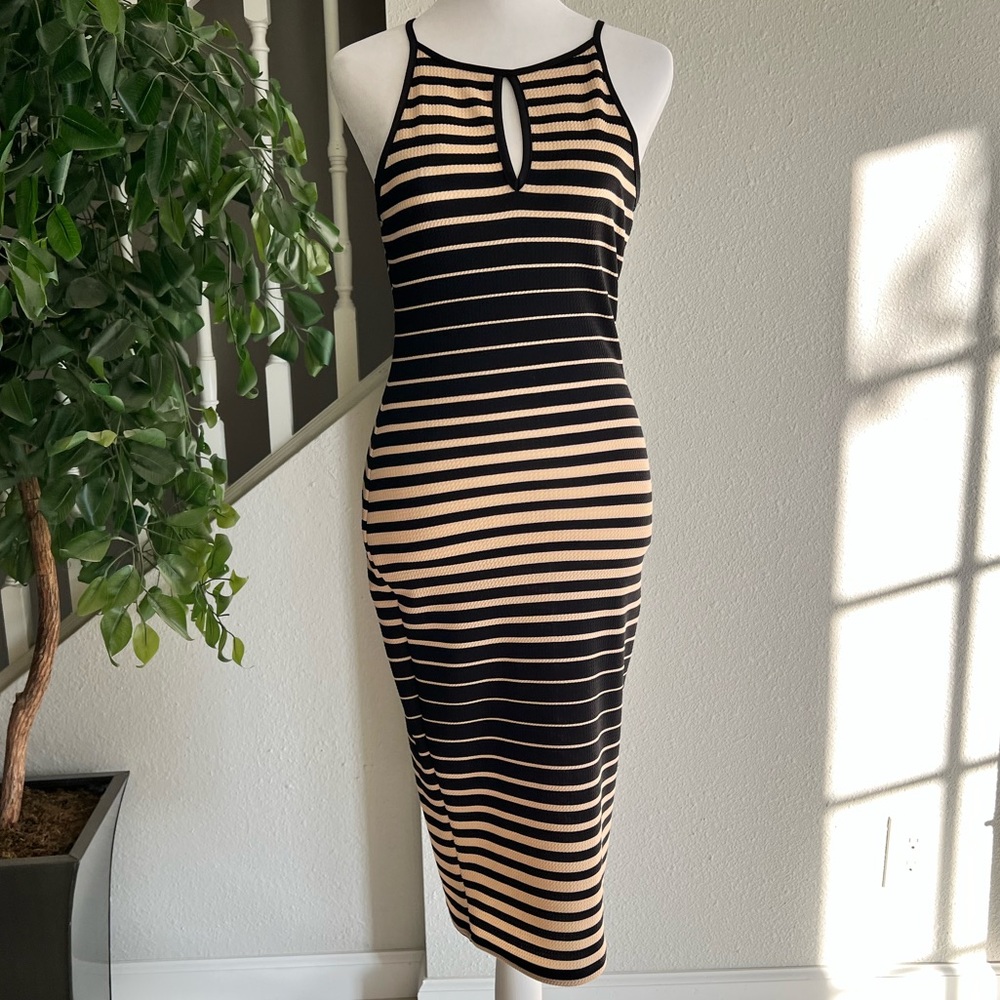 Snap Stripped Pencil Dress